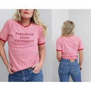 1970's Vintage Champion Washington State University Striped T-shirt Womens SM MD